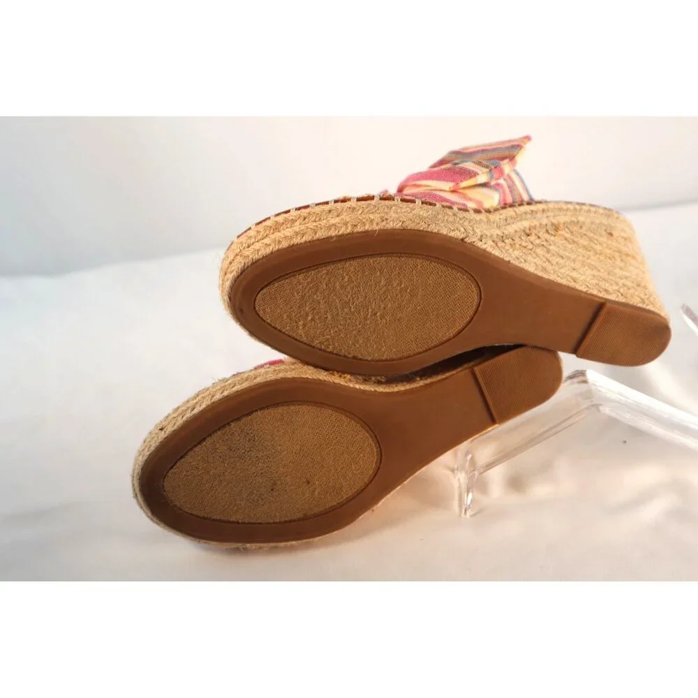 Sugar‎ By Striped Knotted Wedge Sandals Size 7.5